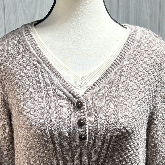 Christopher & Banks Layered Look V-Neck Sweater Size Large - Picture 2 of 9